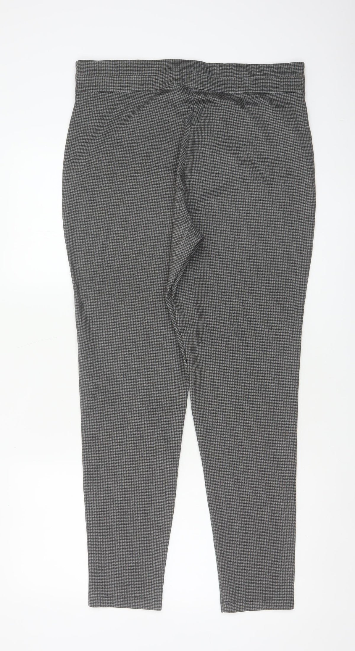Next Women’s Grey Check Tapered Trousers Size 16 Long High Rise