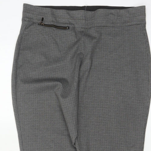 Next Women’s Grey Check Tapered Trousers Size 16 Long High Rise