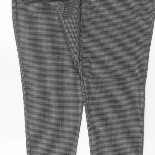 Next Women’s Grey Check Tapered Trousers Size 16 Long High Rise