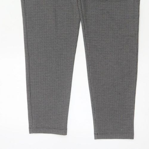 Next Women’s Grey Check Tapered Trousers Size 16 Long High Rise