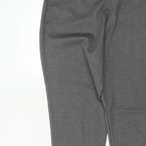Next Women’s Grey Check Tapered Trousers Size 16 Long High Rise