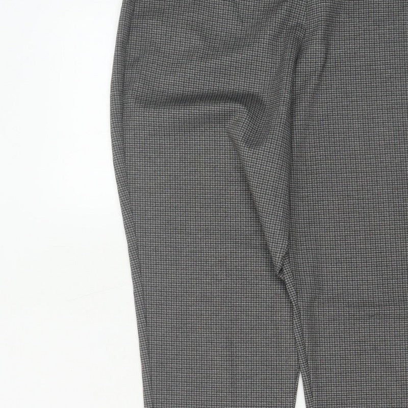 Next Women’s Grey Check Tapered Trousers Size 16 Long High Rise