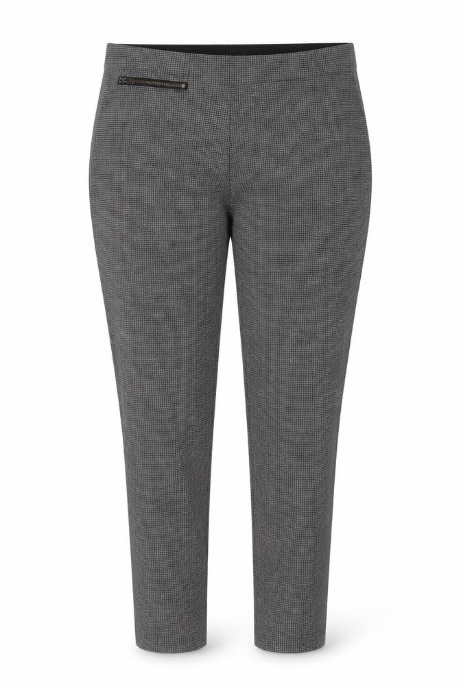 Next Women’s Grey Check Tapered Trousers Size 16 Long High Rise