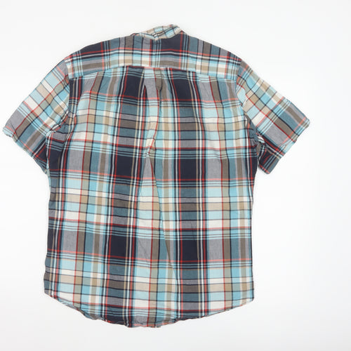 Nautica Men Multicolour Plaid Cotton Button-Down Short Sleeve Shirt S