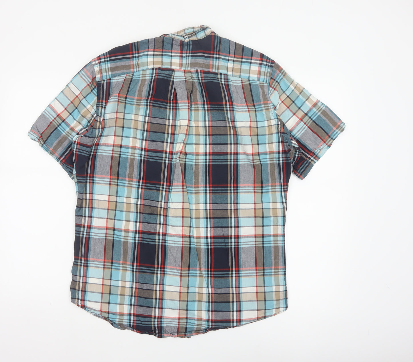 Nautica Men Multicolour Plaid Cotton Button-Down Short Sleeve Shirt S