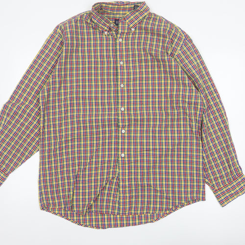 Lands' End Men’s Multicoloured Check Button-Down Shirt M Regular