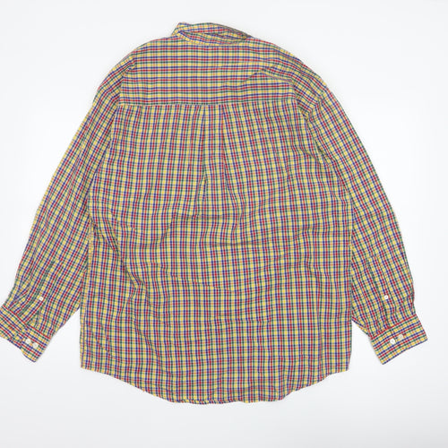 Lands' End Men’s Multicoloured Check Button-Down Shirt M Regular