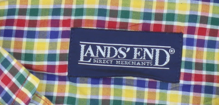 Lands' End Men’s Multicoloured Check Button-Down Shirt M Regular