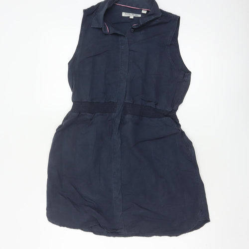 Jack Wills Women Navy UK 8 Sleeveless Shirt Dress Collared Lyocell