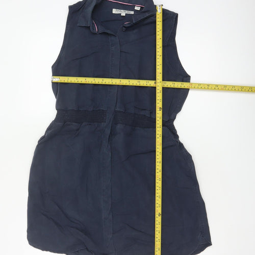 Jack Wills Women Navy UK 8 Sleeveless Shirt Dress Collared Lyocell