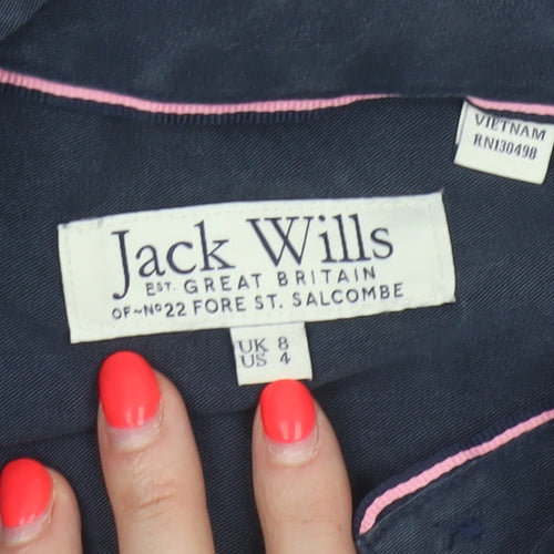 Jack Wills Women Navy UK 8 Sleeveless Shirt Dress Collared Lyocell