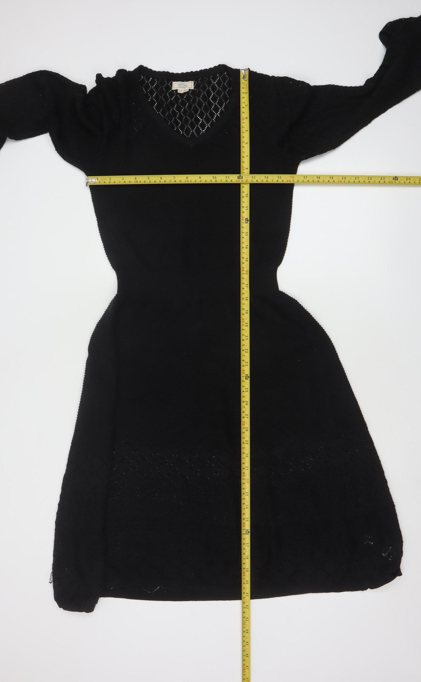 Fat Face Women Black UK 10 Fit & Flare Knit V-Neck Jumper Dress