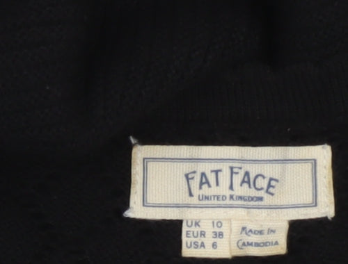 Fat Face Women Black UK 10 Fit & Flare Knit V-Neck Jumper Dress