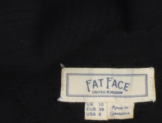Fat Face Women Black UK 10 Fit & Flare Knit V-Neck Jumper Dress