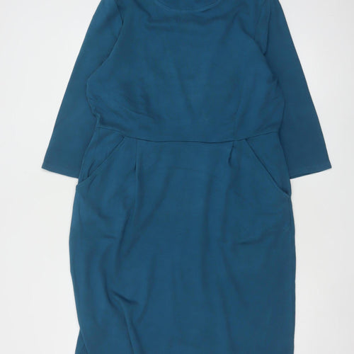 Seasalt Cornwall Women’s Blue Size 16 Cleats Cowl Neck Sheath Dress