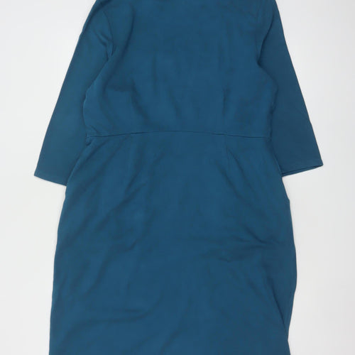 Seasalt Cornwall Women’s Blue Size 16 Cleats Cowl Neck Sheath Dress