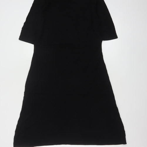 Per Una Women Black Size 12 Long Fit & Flare Knit Dress