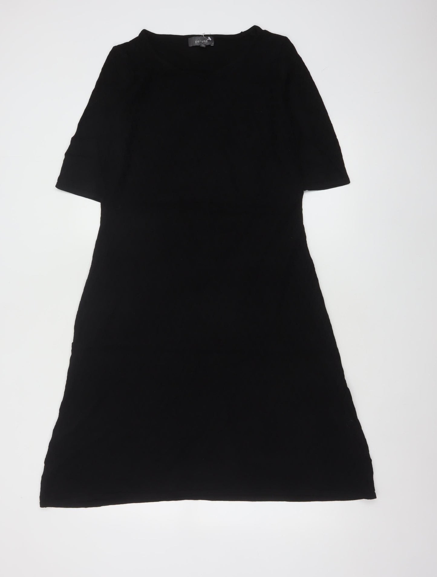 Per Una Women Black Size 12 Long Fit & Flare Knit Dress