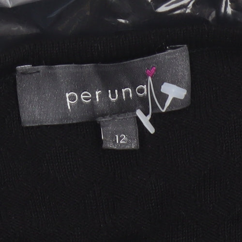 Per Una Women Black Size 12 Long Fit & Flare Knit Dress