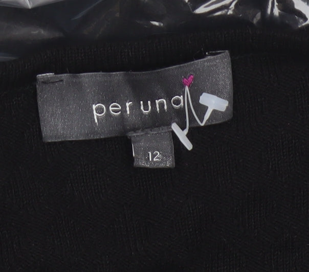 Per Una Women Black Size 12 Long Fit & Flare Knit Dress