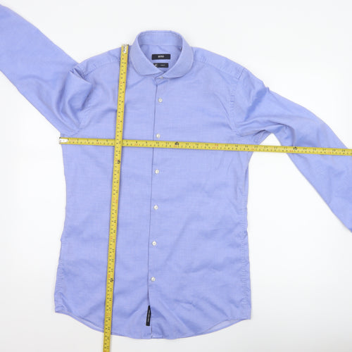 Hugo Boss Men's Blue Size 40 Slim Fit Cotton Long Sleeve Button-Up Shirt