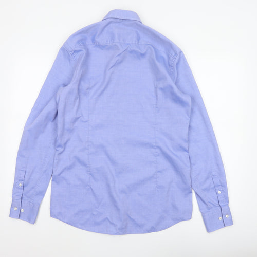 Hugo Boss Men's Blue Size 40 Slim Fit Cotton Long Sleeve Button-Up Shirt