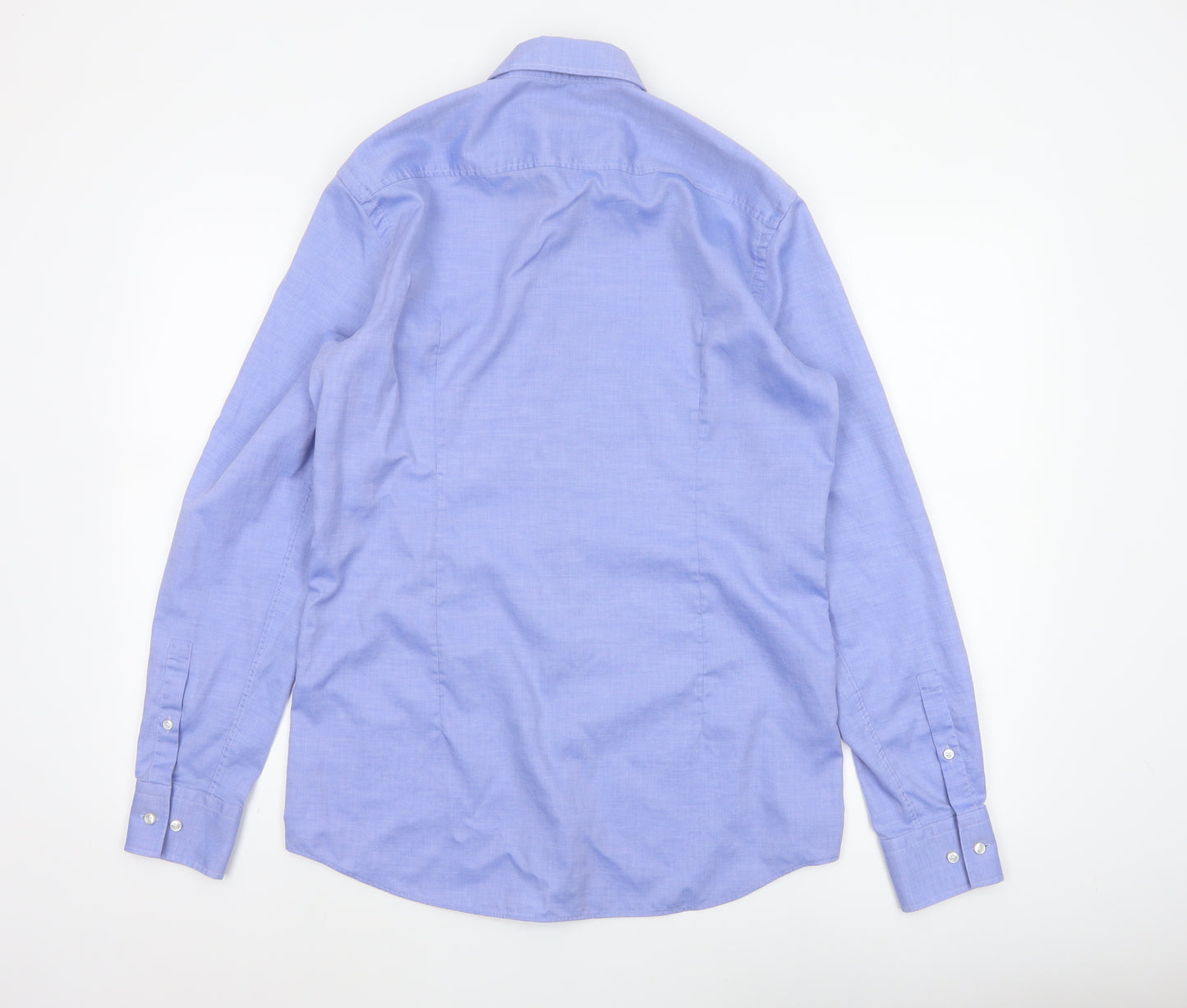 Hugo Boss Men's Blue Size 40 Slim Fit Cotton Long Sleeve Button-Up Shirt