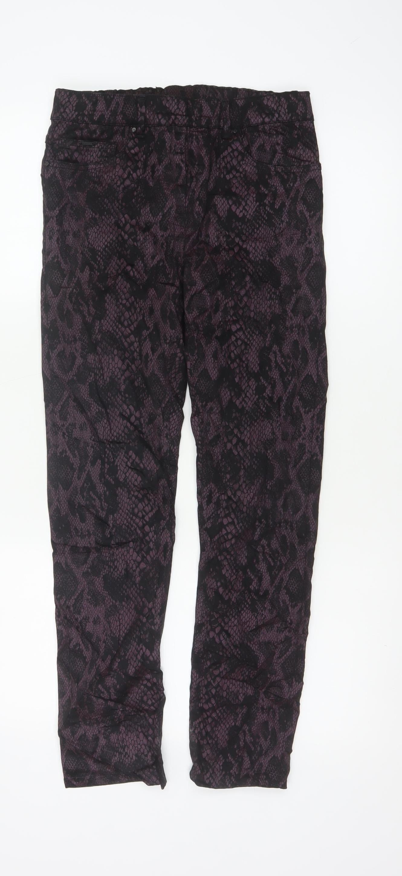LauRie Women’s Purple Snake Print Skinny Stretch Trousers UK 8
