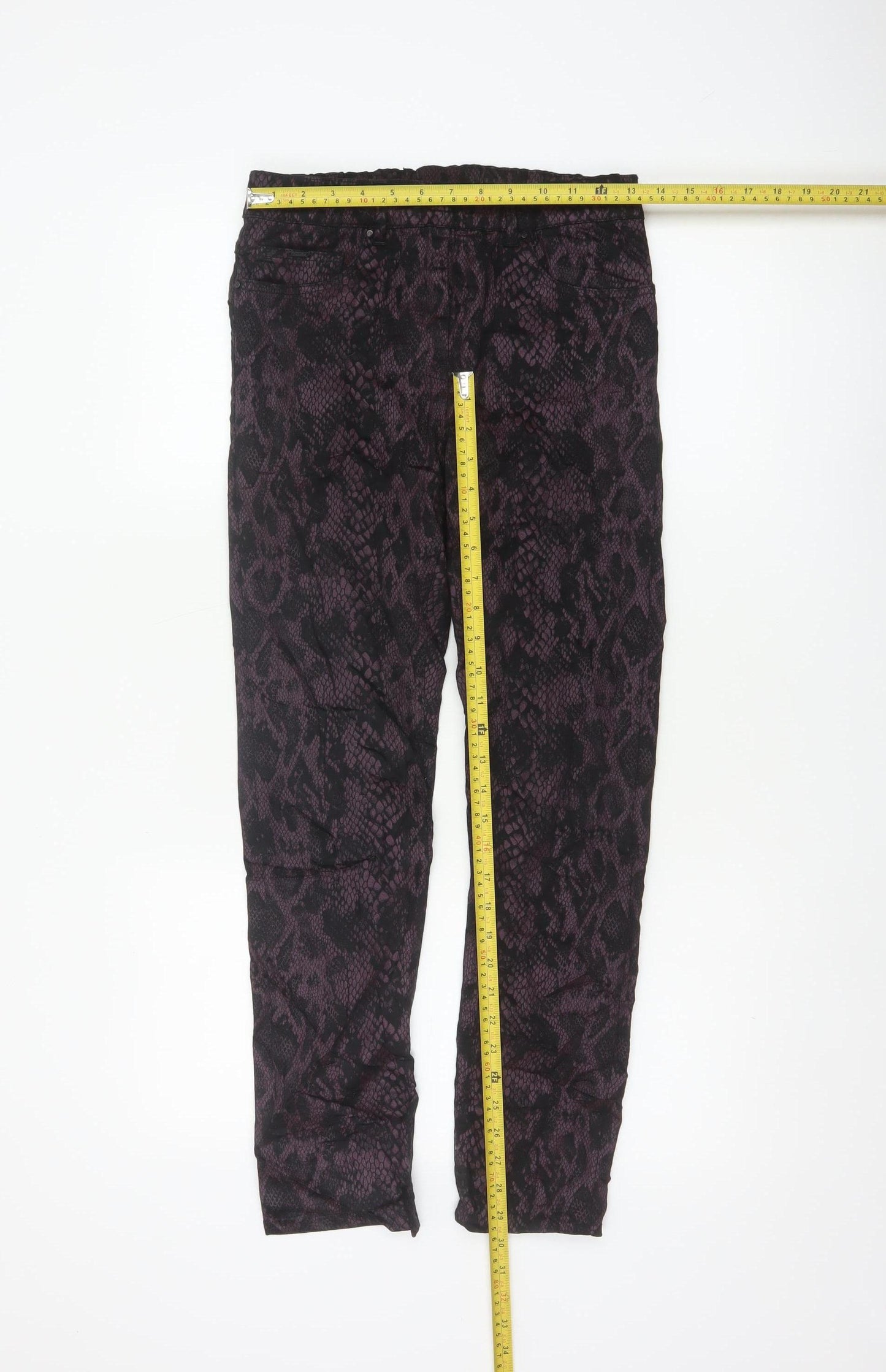 LauRie Women’s Purple Snake Print Skinny Stretch Trousers UK 8
