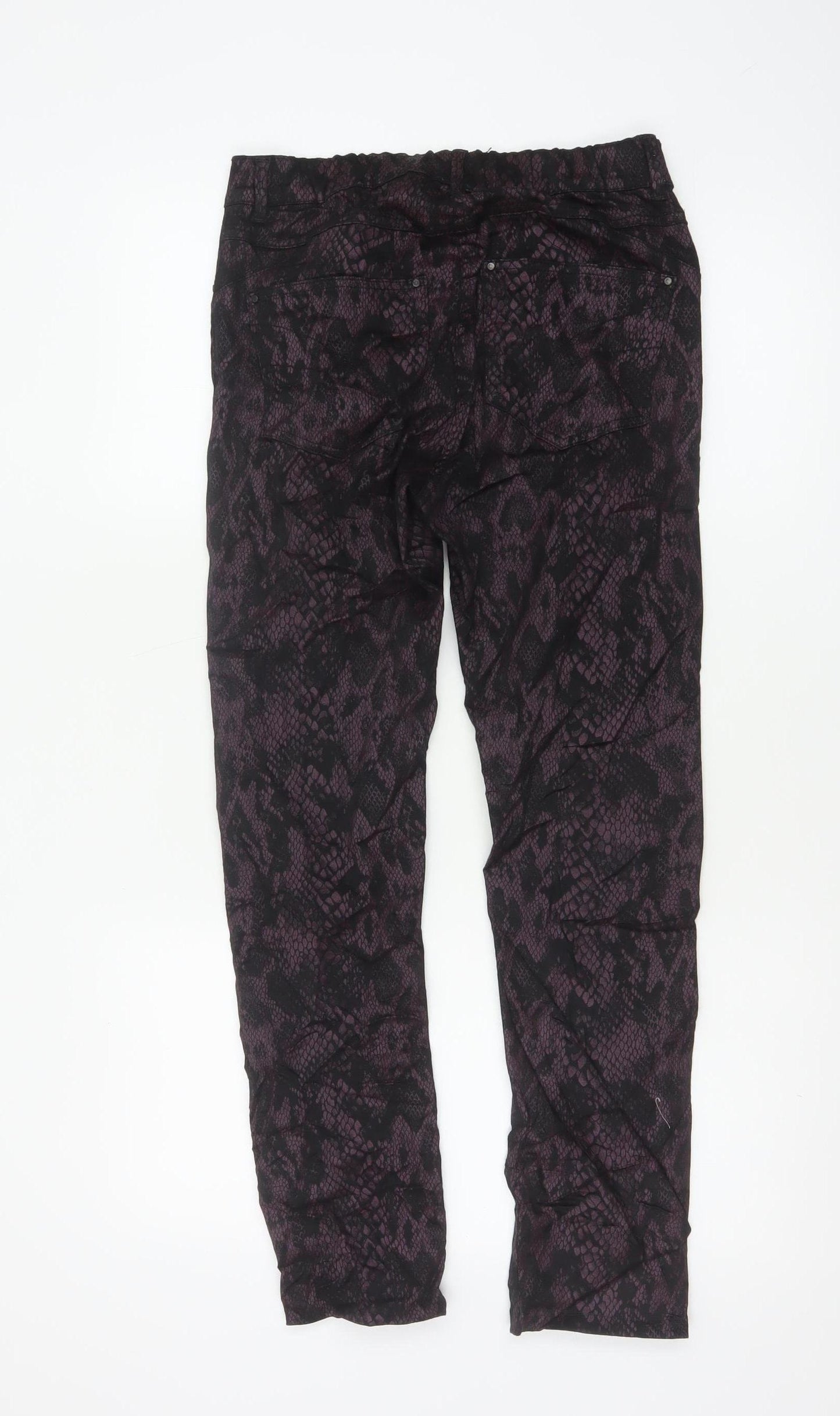 LauRie Women’s Purple Snake Print Skinny Stretch Trousers UK 8