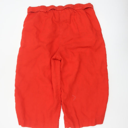 Marks & Spencer Women Red UK 18 Linen Cropped Paperbag Trousers