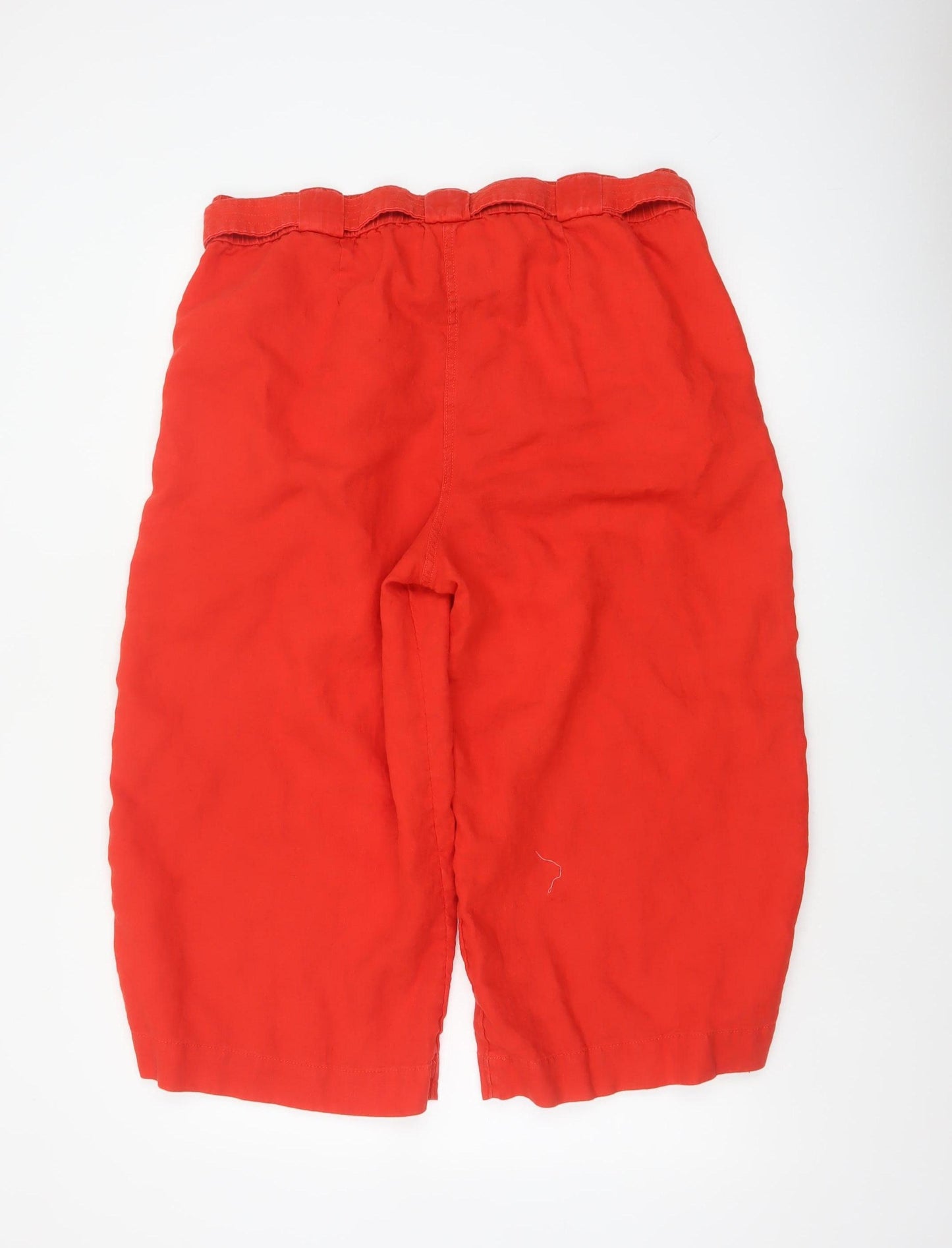 Marks & Spencer Women Red UK 18 Linen Cropped Paperbag Trousers