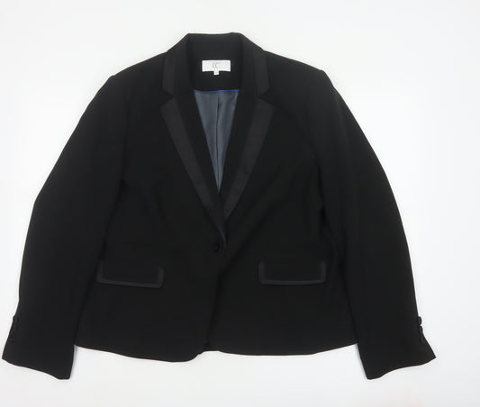 CC Women's Black UK 18 Tuxedo Blazer Satin Shawl Lapel