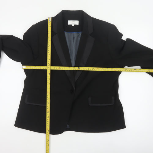 CC Women's Black UK 18 Tuxedo Blazer Satin Shawl Lapel