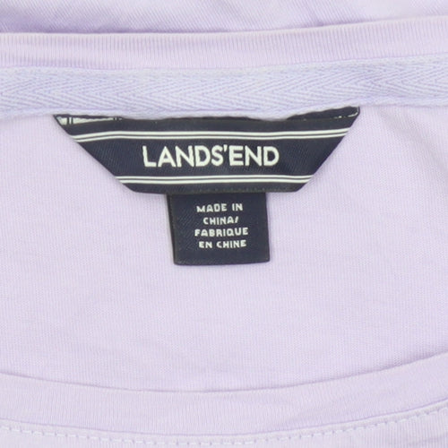 Lands' End Women Purple XL Cotton Crochet Trim Cap Sleeve Blouse