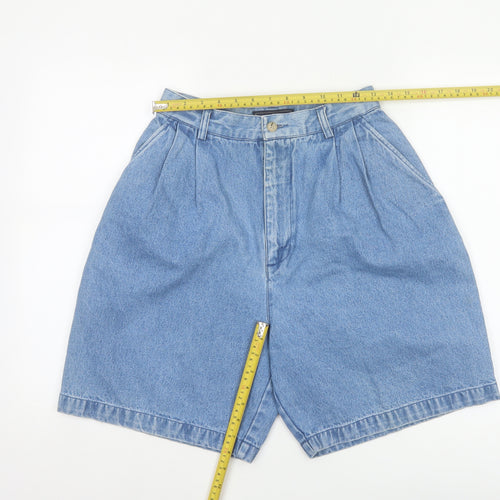 British Khaki Women's Blue UK 8 Pleated Denim Bermuda Shorts