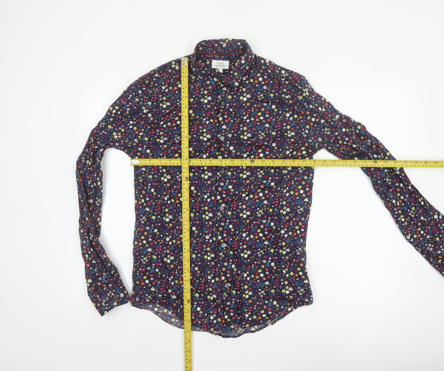 Next Men’s Multicoloured Floral Slim Fit Cotton Shirt Size S