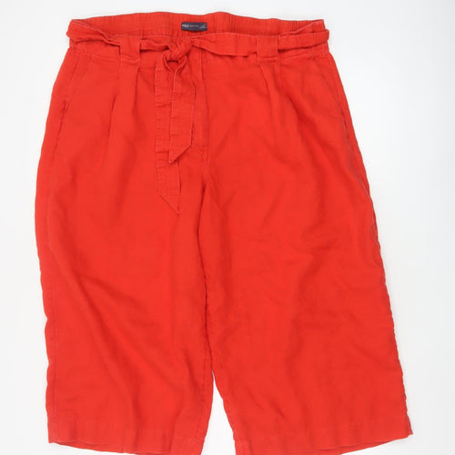 Marks and Spencer Women's Red Size 24 Paperbag Linen Trousers