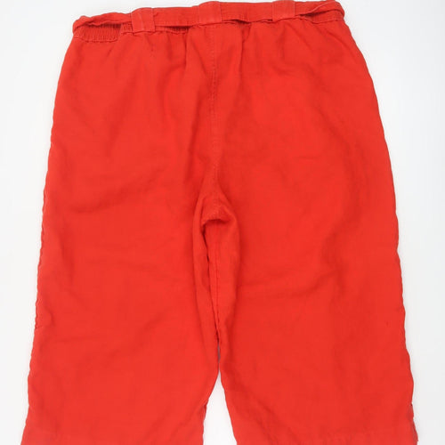 Marks and Spencer Women's Red Size 24 Paperbag Linen Trousers