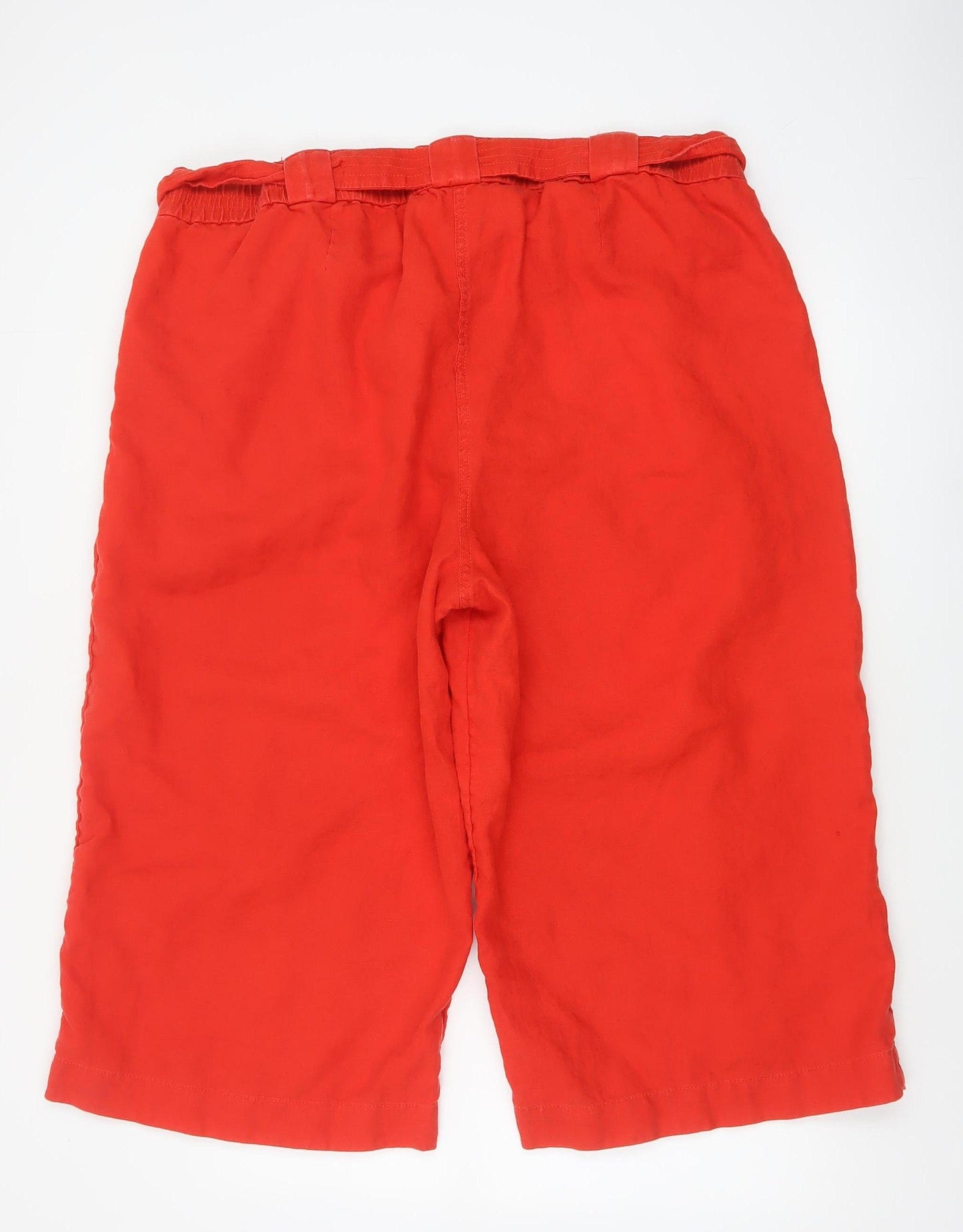 Marks and Spencer Women's Red Size 24 Paperbag Linen Trousers