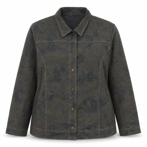 Finn Karelia Women Grey Paisley Button Jacket UK 20 Collared Cotton Blend