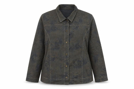 Finn Karelia Women Grey Paisley Button Jacket UK 20 Collared Cotton Blend