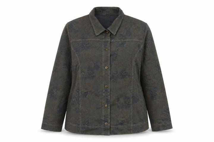 Finn Karelia Women Grey Paisley Button Jacket UK 20 Collared Cotton Blend