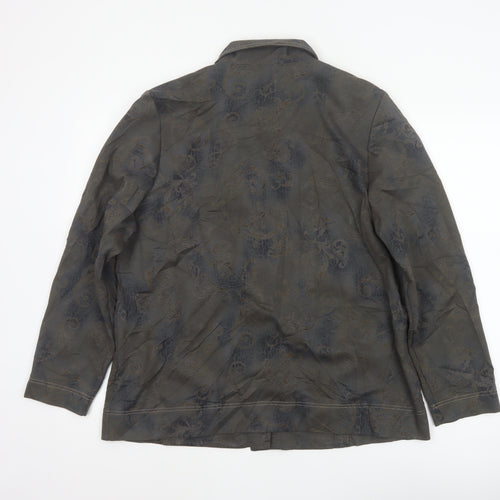 Finn Karelia Women Grey Paisley Button Jacket UK 20 Collared Cotton Blend