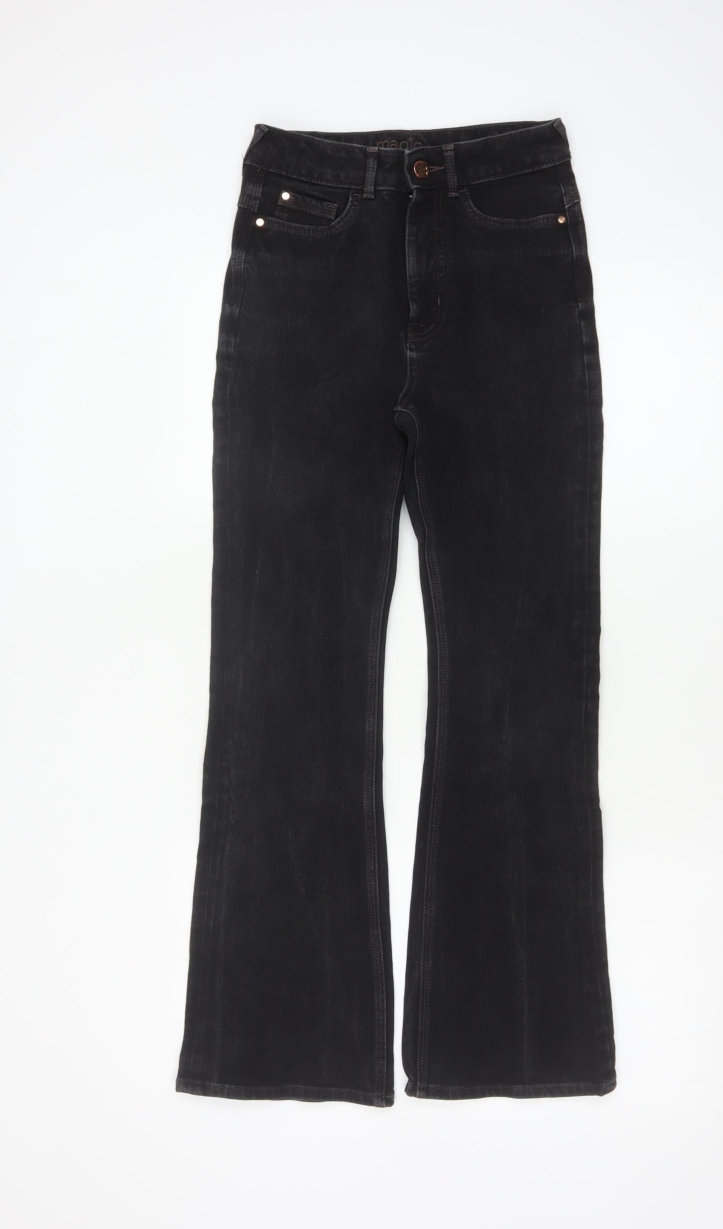 M&S Women Black UK 8 Short Bootcut Stretch Magic Shaping Jeans