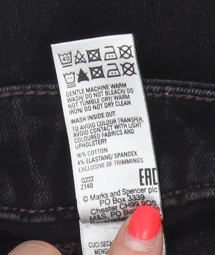 M&S Women Black UK 8 Short Bootcut Stretch Magic Shaping Jeans