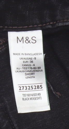M&S Women Black UK 8 Short Bootcut Stretch Magic Shaping Jeans