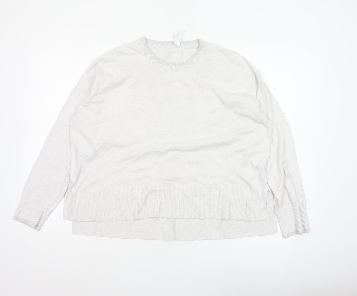 White Label Women’s Silver L Fine Knit Crew Neck Glitter Jumper