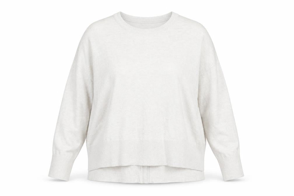 White Label Women’s Silver L Fine Knit Crew Neck Glitter Jumper