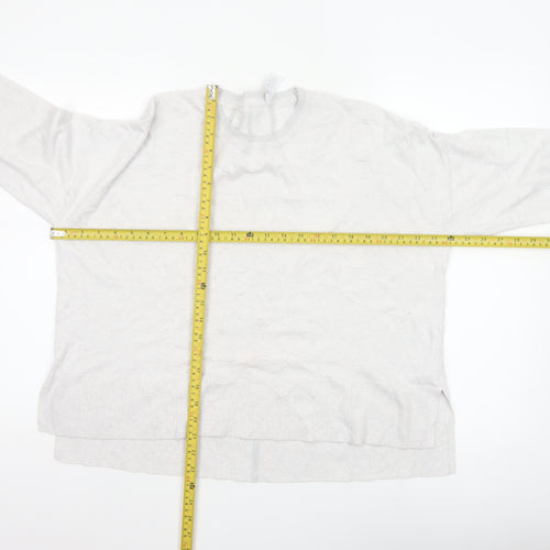White Label Women’s Silver L Fine Knit Crew Neck Glitter Jumper